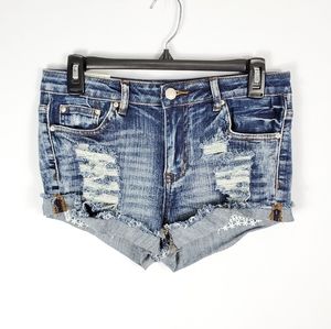 NWT! American Bazi Distressed Lace Peek Shorts